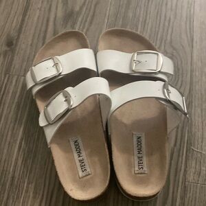 Steve madden white buckle sandals
